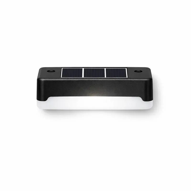 Black solar step light cool white LED outdoor stair and deck light Australia