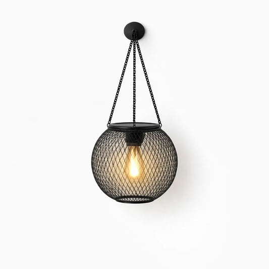 Black mesh globe solar hanging lantern outdoor waterproof garden light Australia