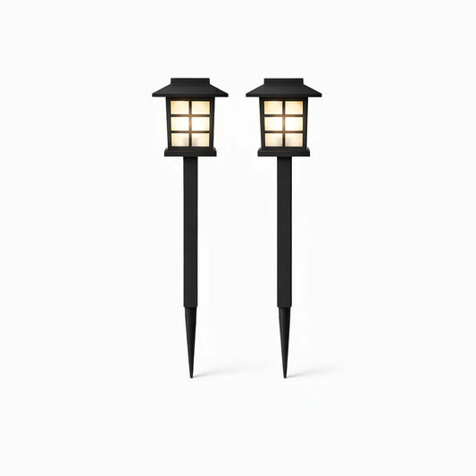 Black solar pathway lights outdoor warm white LED garden stake 2 pack Australia