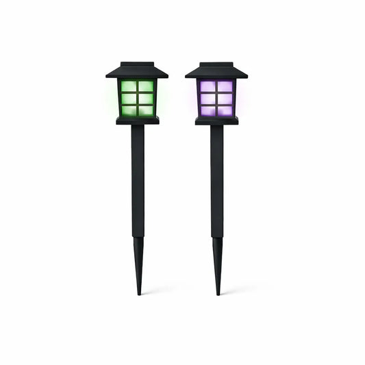 Black solar pathway lights outdoor colour changing RGB LED garden stake 2 pack Australia