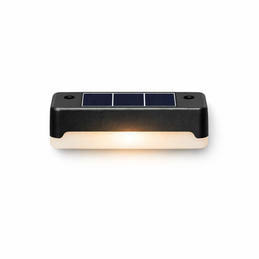 Black solar step light warm white LED outdoor stair and deck light Australia